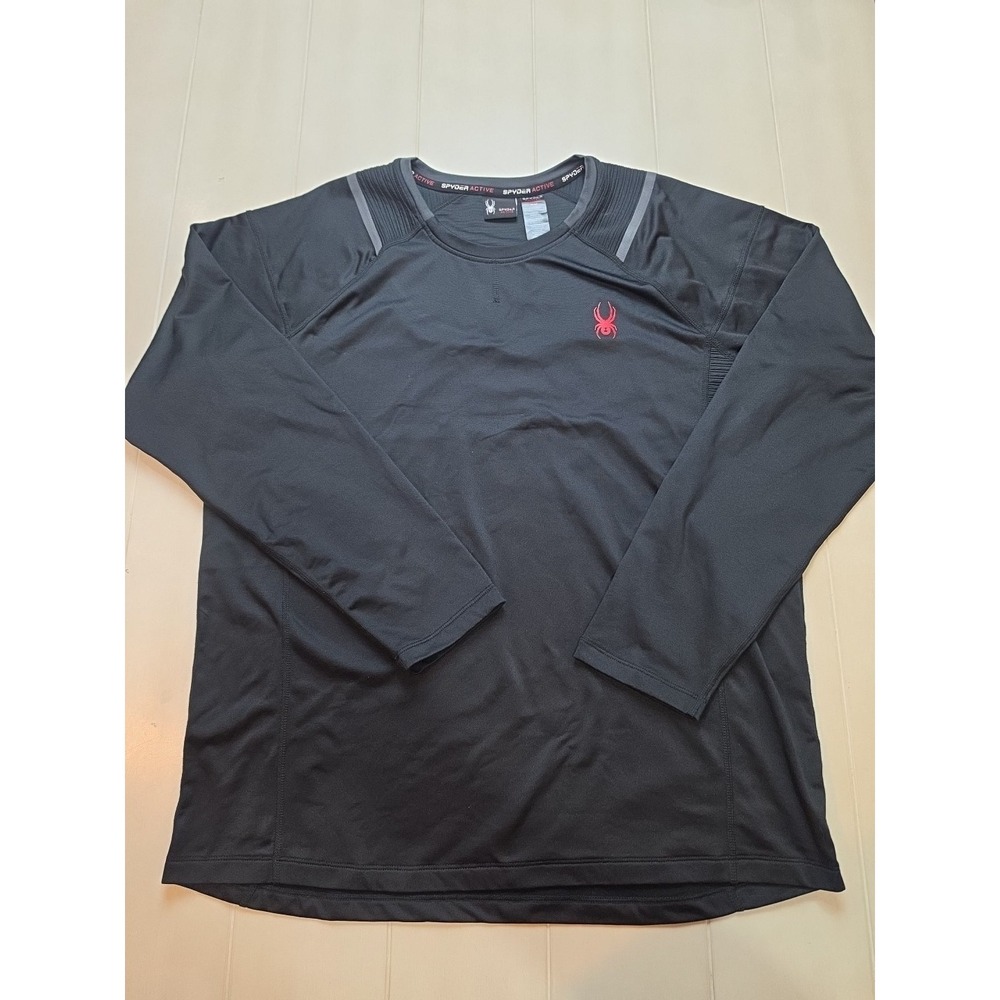 Spyder Activewear Shirt Men M Black Stretch Performance Long Sleeve Fitness